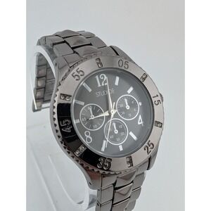 Studio Time Watch Women 39mm Case Gunmetal Tone 7.25" Band- New Battery